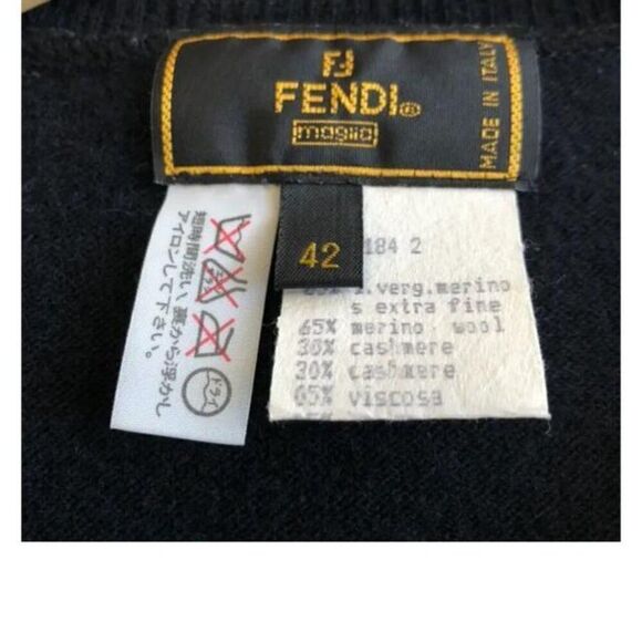 Fendi Black Wool-Cashmere Skirt and Sweater Set - Size 42 - Picture 6 of 7